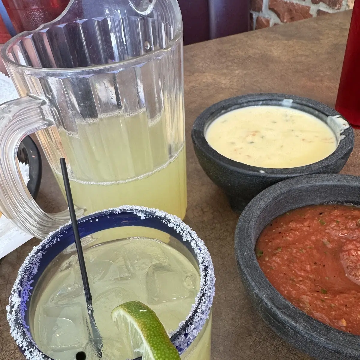 House Margs Cheese Dip & Salsa and Chips