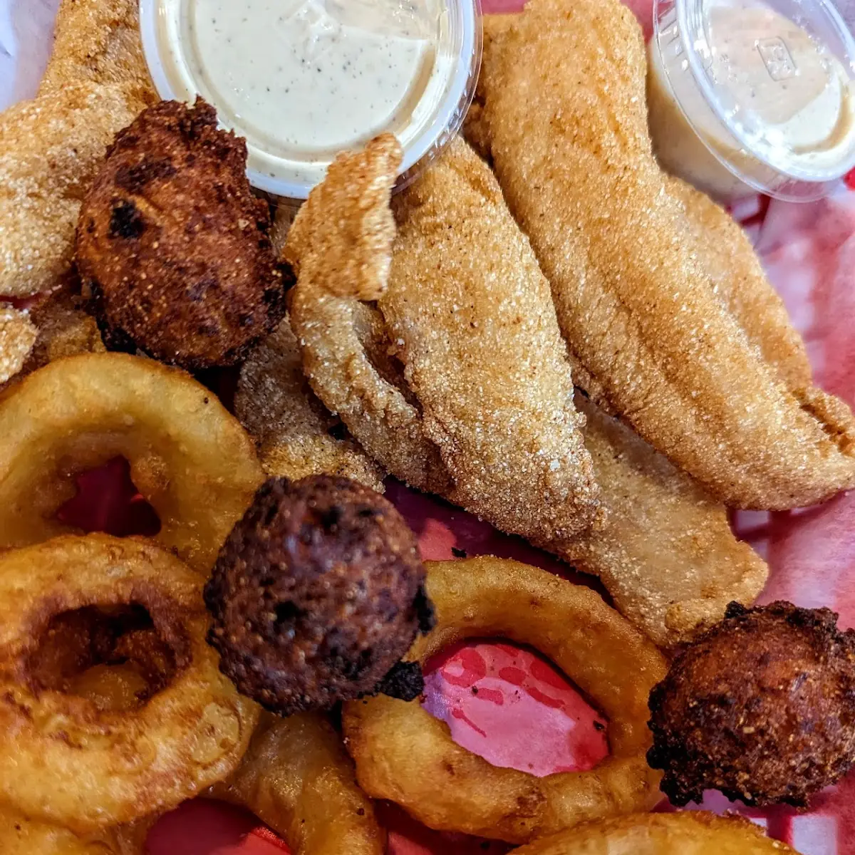All You Can Eat Catfish with Onion Rings