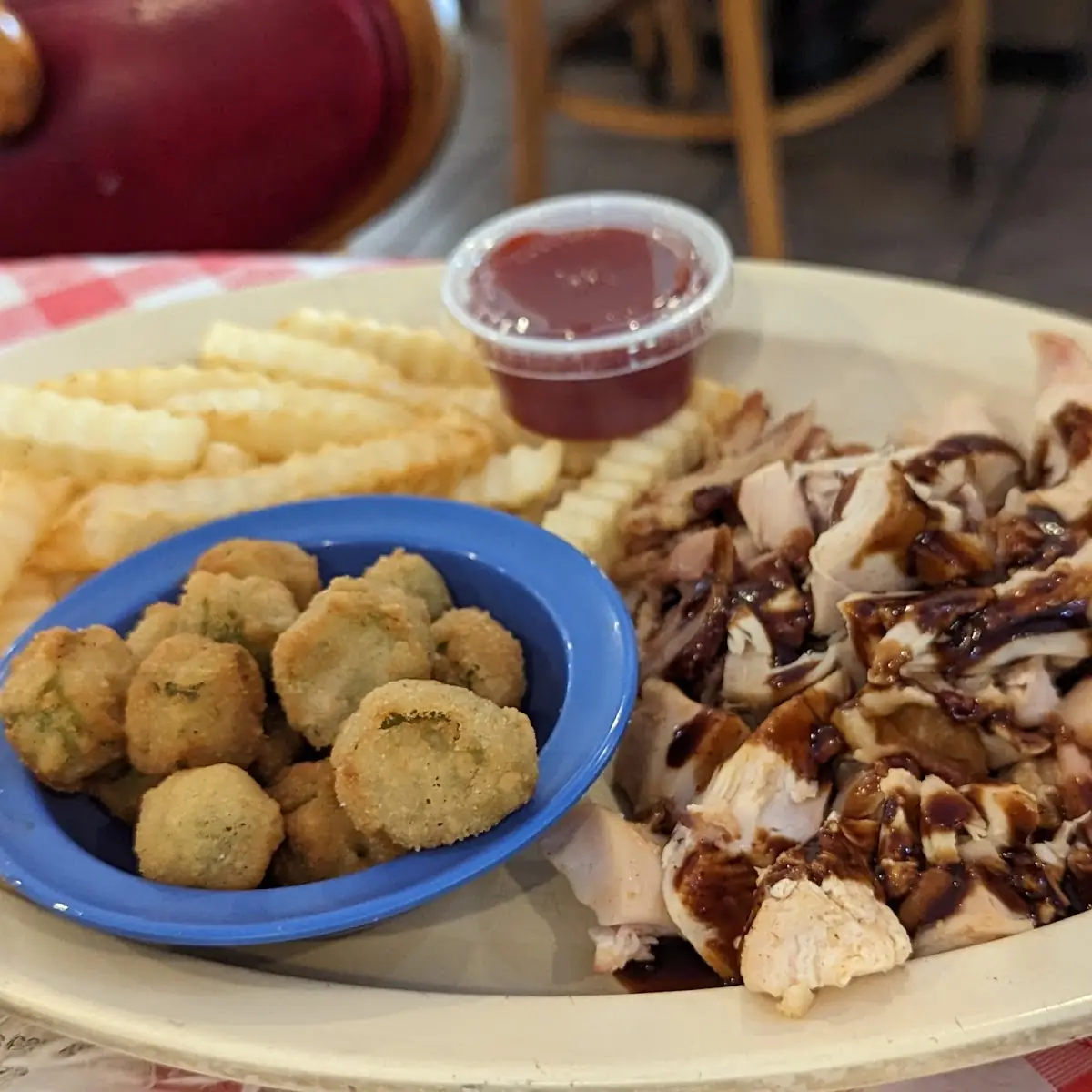 Pulled Chicken Fried Okra