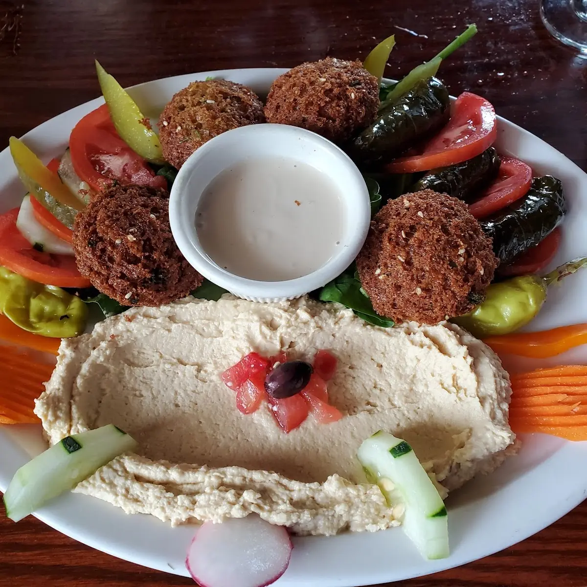 Falafel or Stuffed Grape Leaves Platter