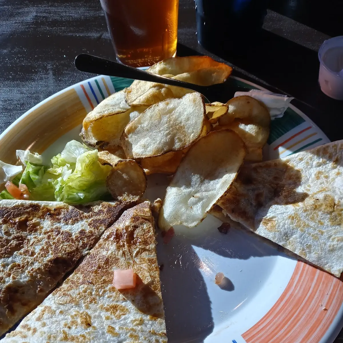 Chicken Quesadilla and Home Chips