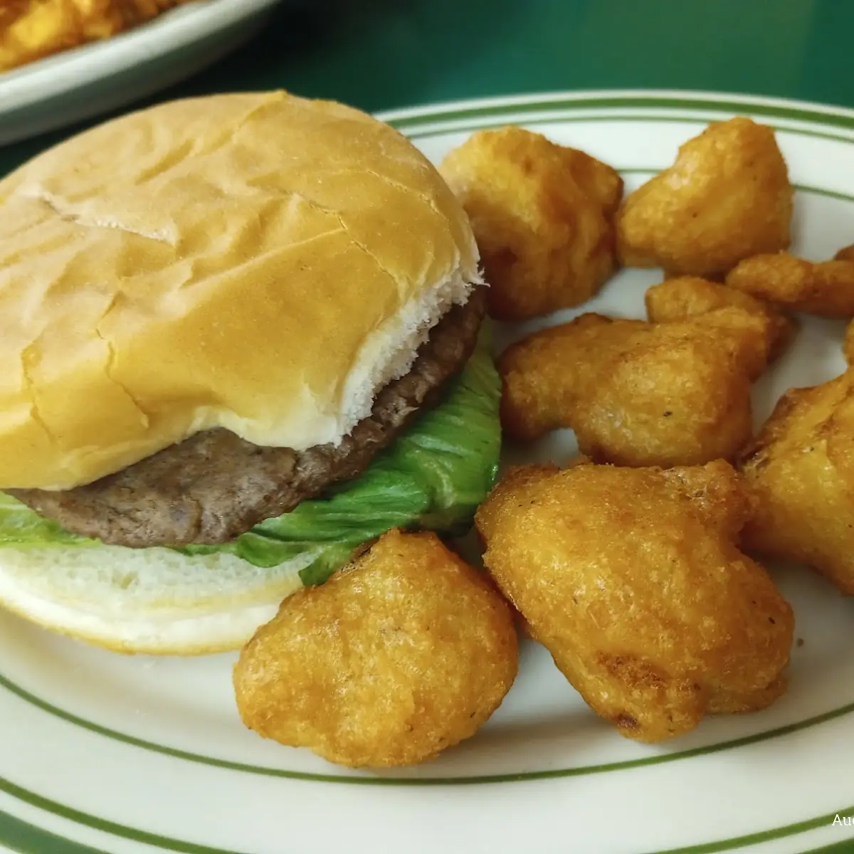 Hamburger and Fried Mushrooms