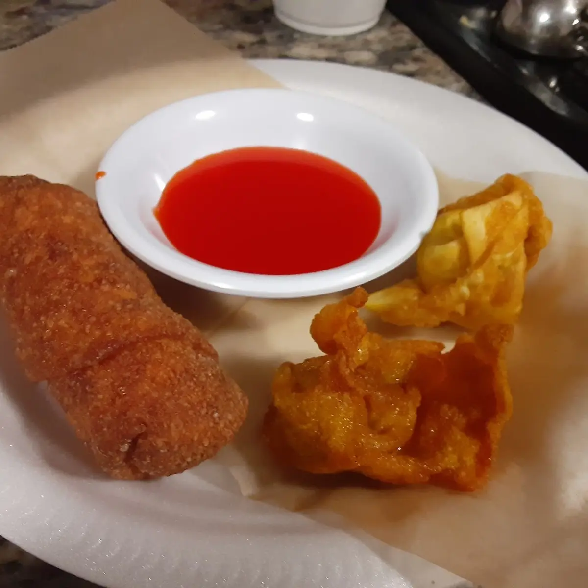 Egg Roll Crab Rangoon and Fried Dumplings