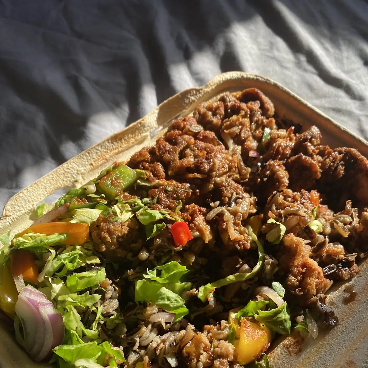 Wild Rice Platter with Fried Mushrooms