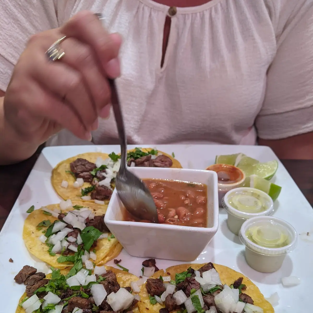Mini Tacos with Charro Beans