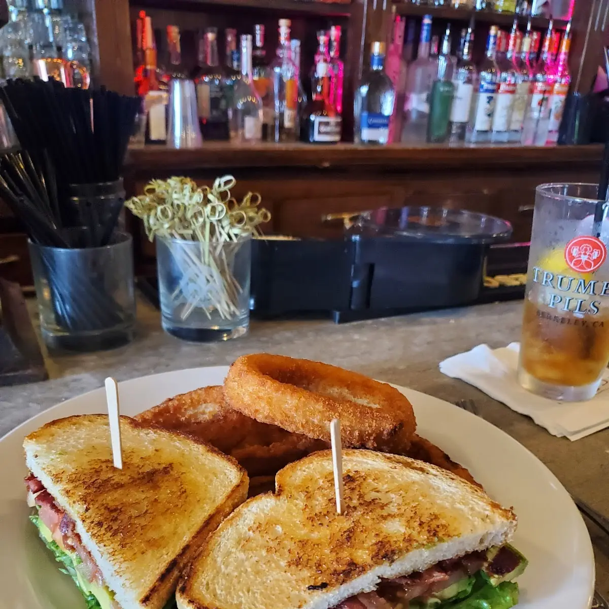 Blta Bacon Left Tomato Avocado with Onion Rings
