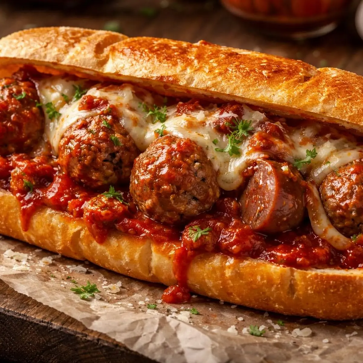 Meatball Parmigiana Sandwich