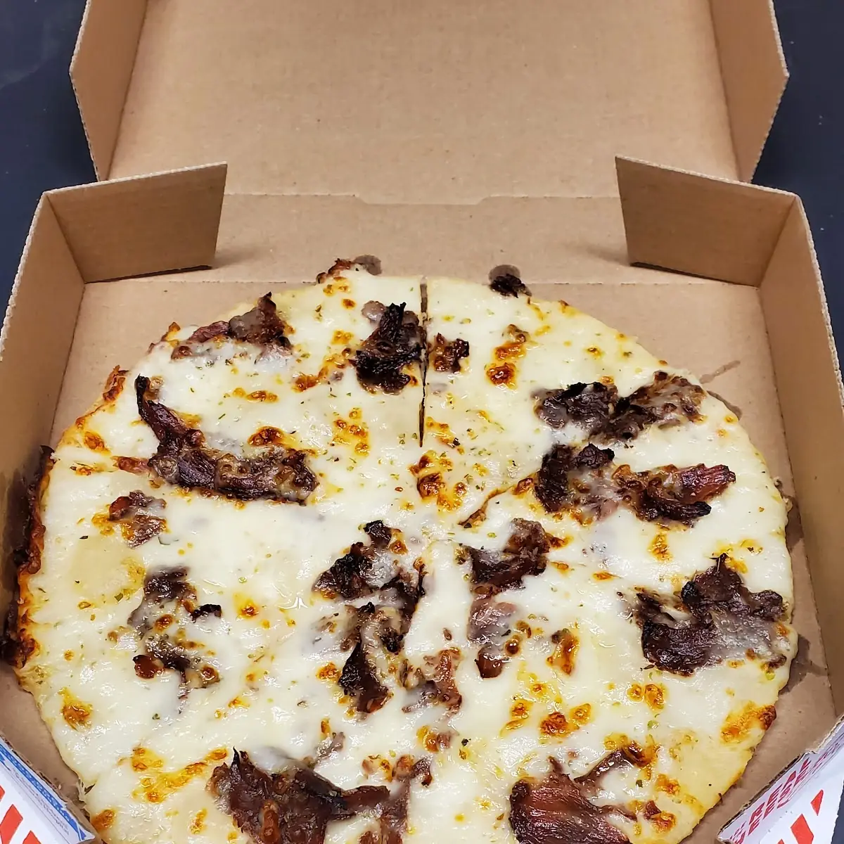 Philly Cheese Steak Pizza on Thin Crust