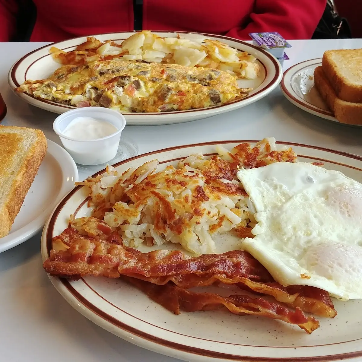 Eggs Hash Browns and Toast