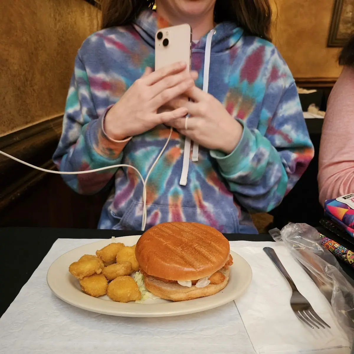 Corn Nuggets and Chicken Sandwich