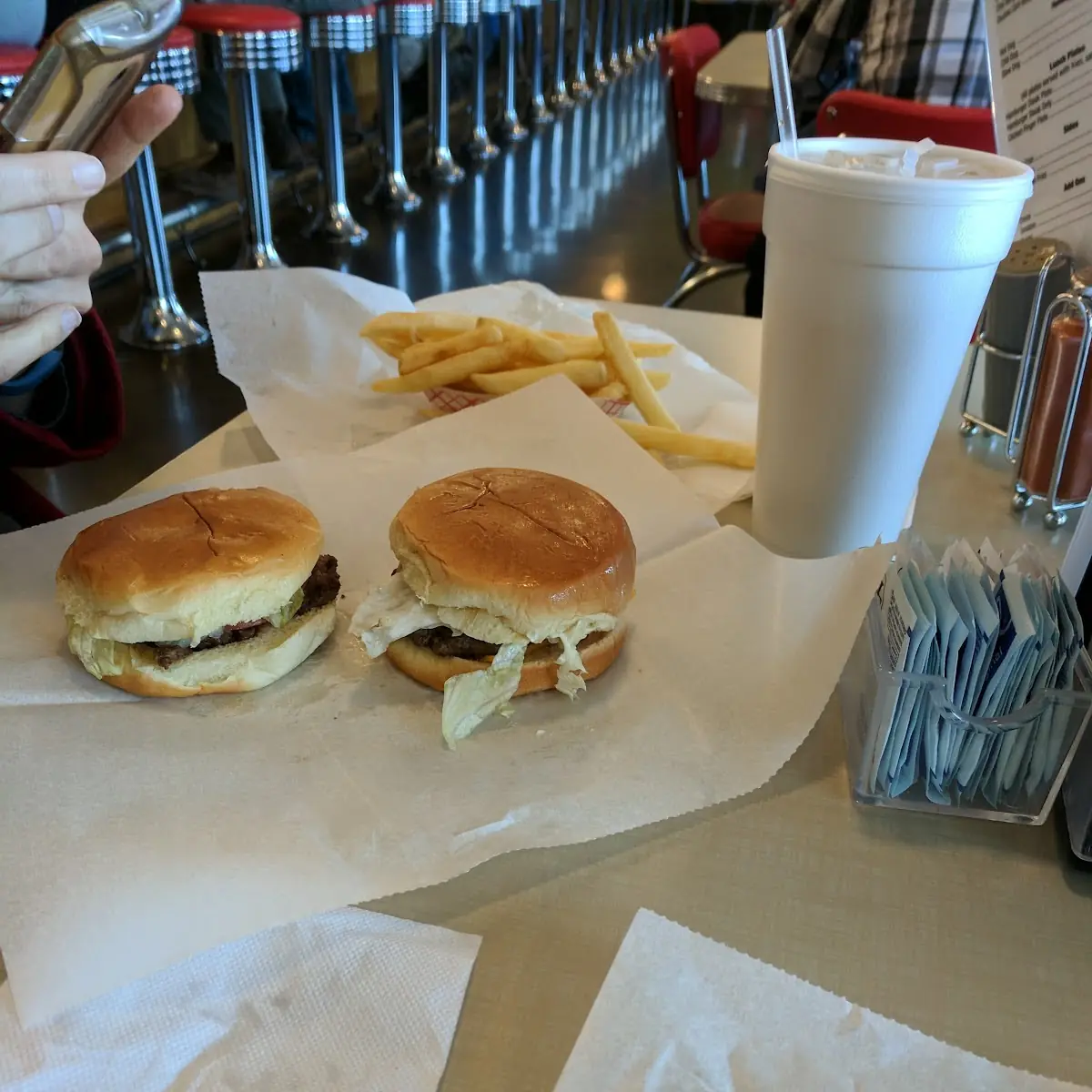 Double Cheeseburger with Onion Rings
