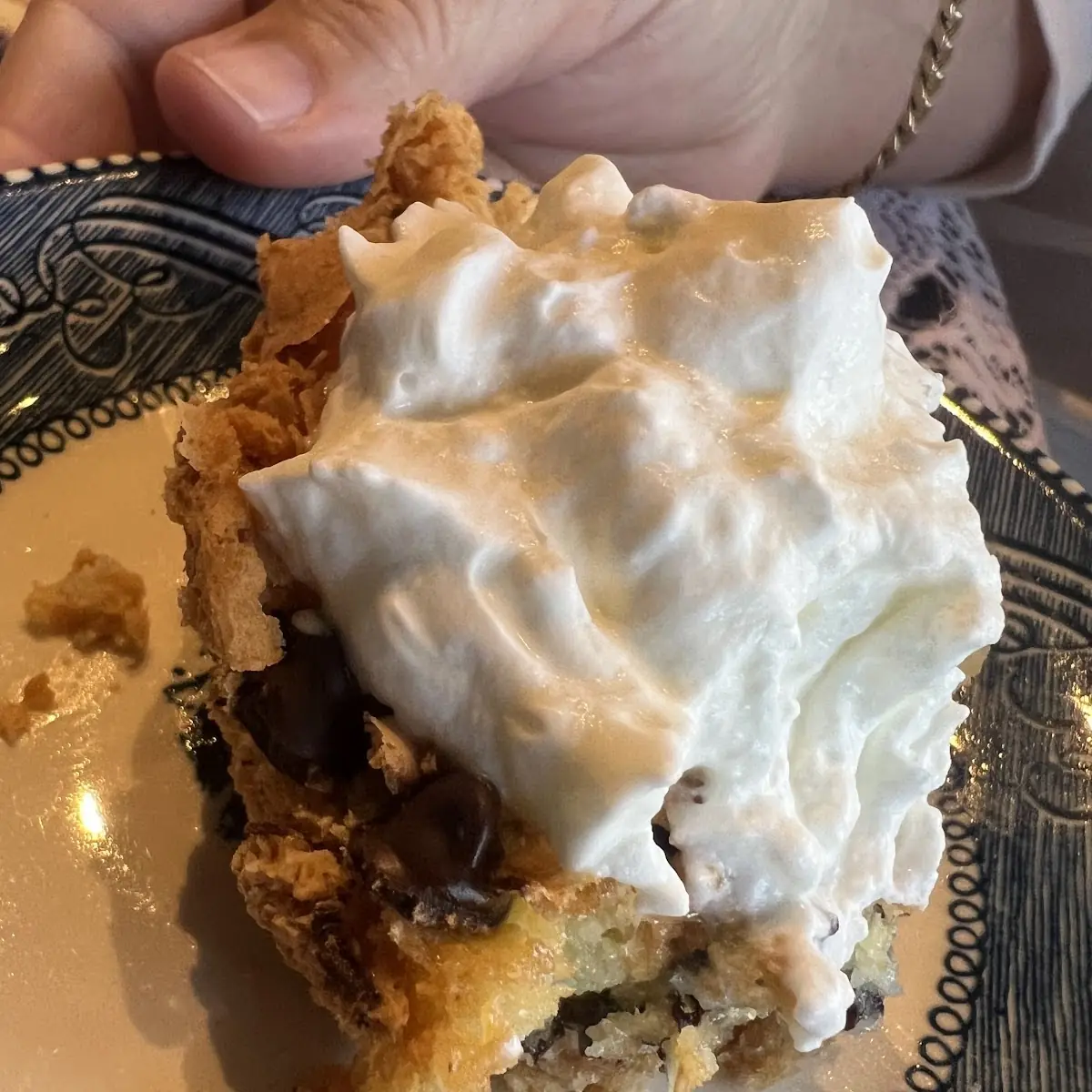 Salted Chocolate Chip Gooey Butter Cake with Fresh Whipped Cream