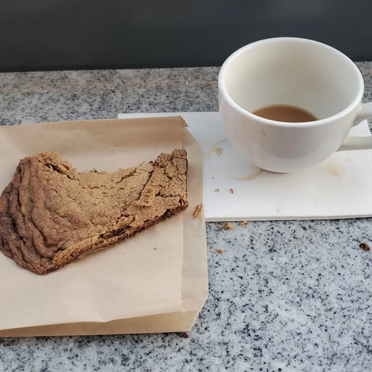Dark Chocolate Salted Cookie and an Americano Coffee