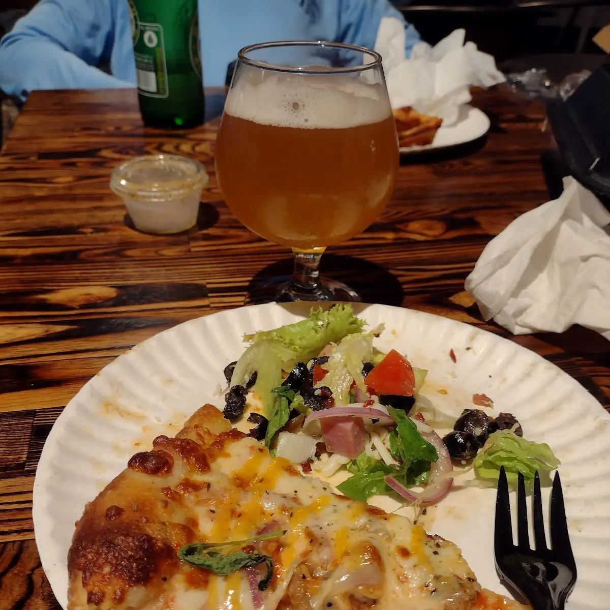 Sausage Pizza Salad Beer