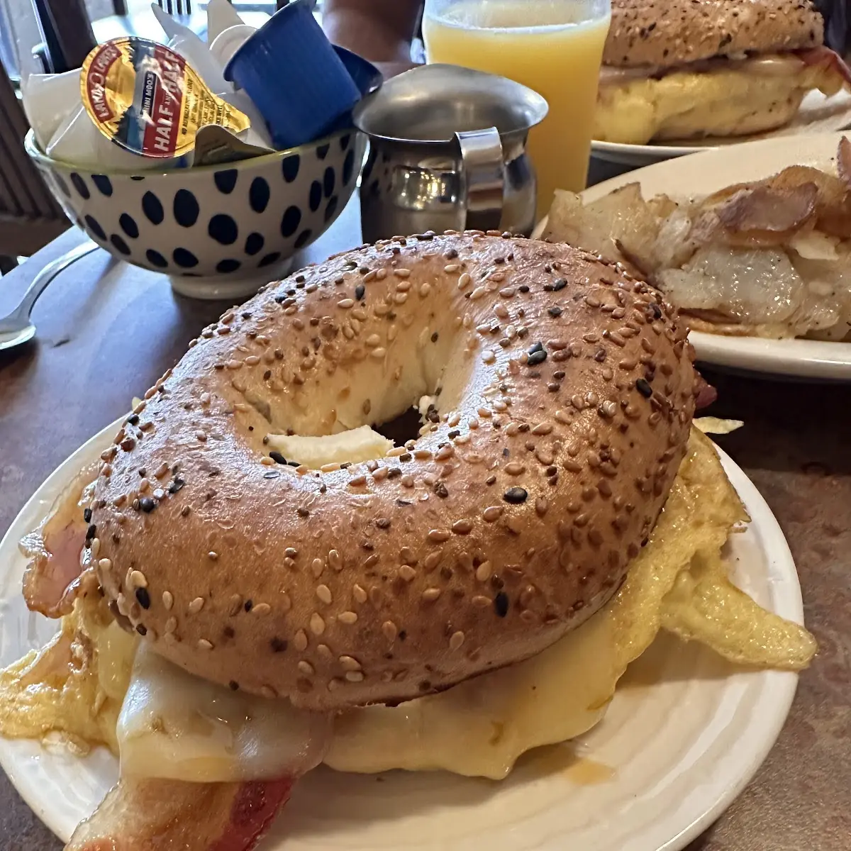Breakfast Bagel with Hot Honey