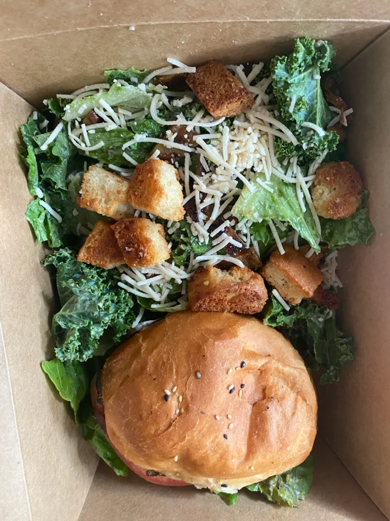 Veggie Burger and Caesar Salad, Revelstoke Café