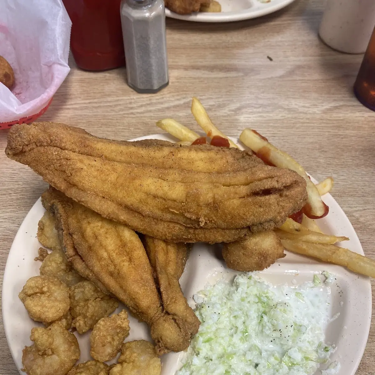 Fried Shrimp Platter Flounder