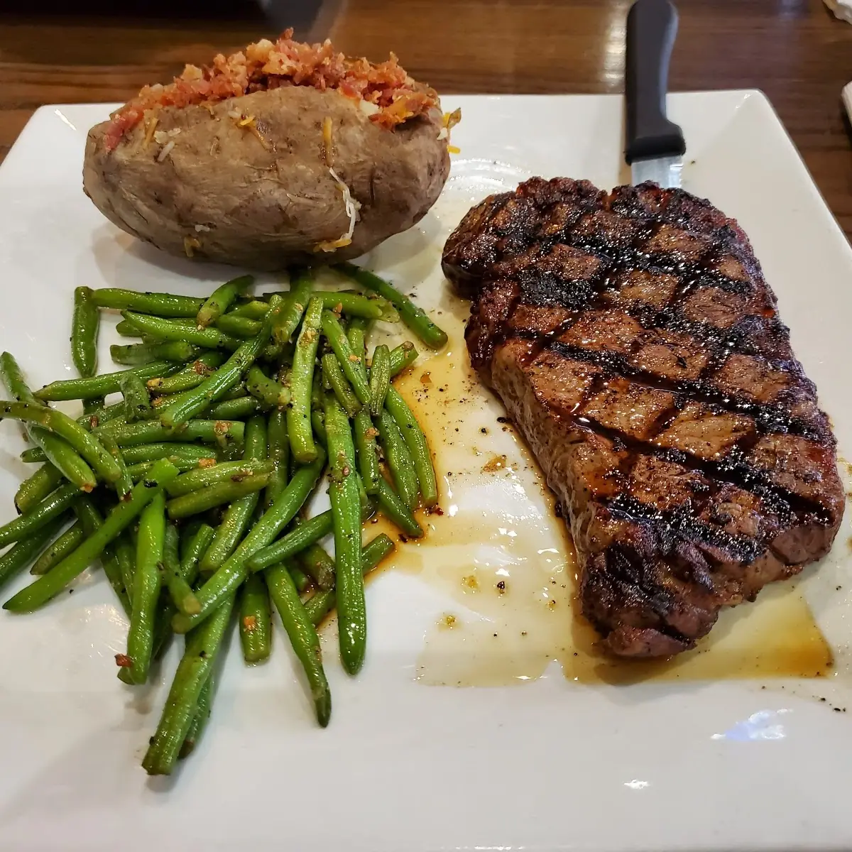 Steak String Beans Baked Potatoes