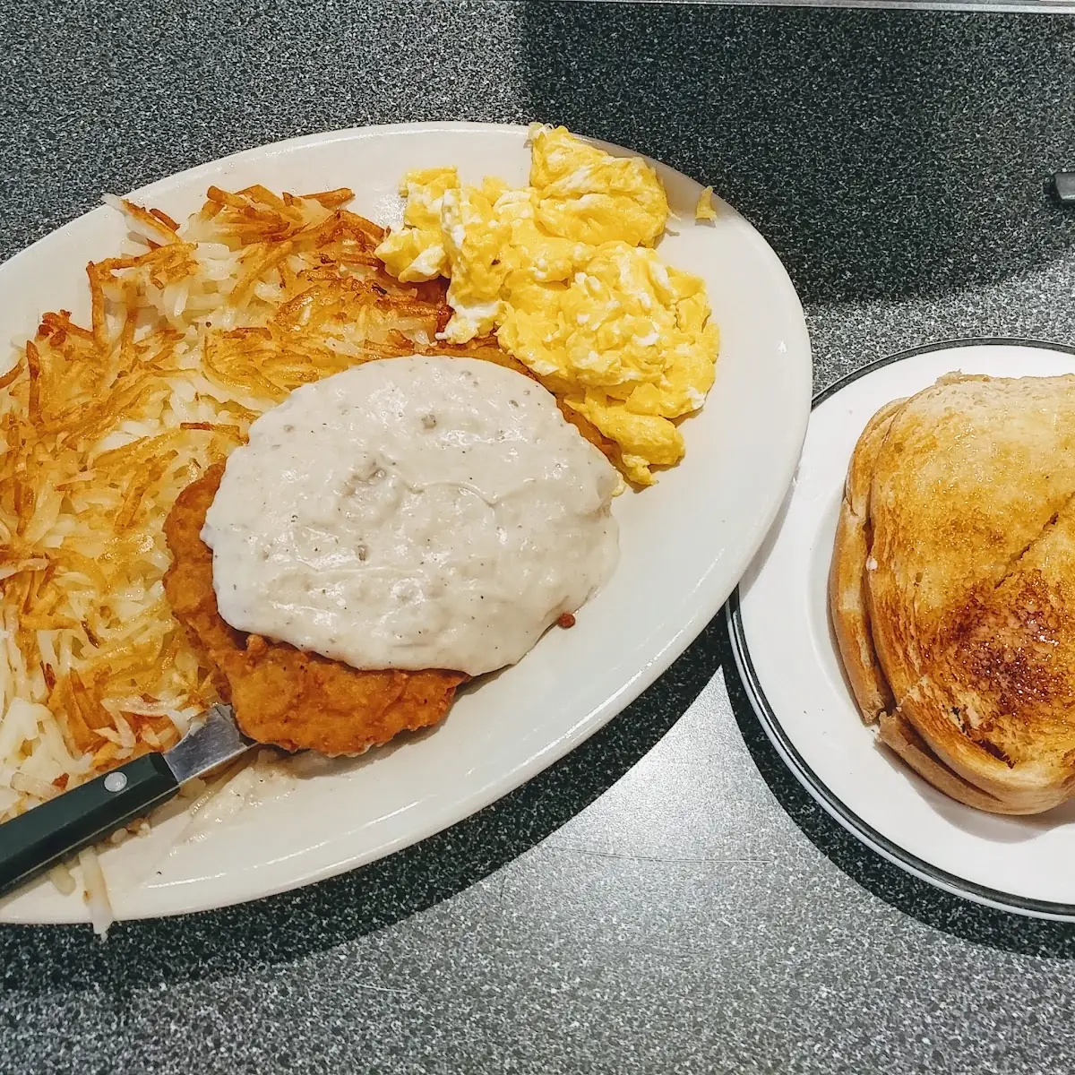 Chicken Fried Steak with Scrambled Eggs