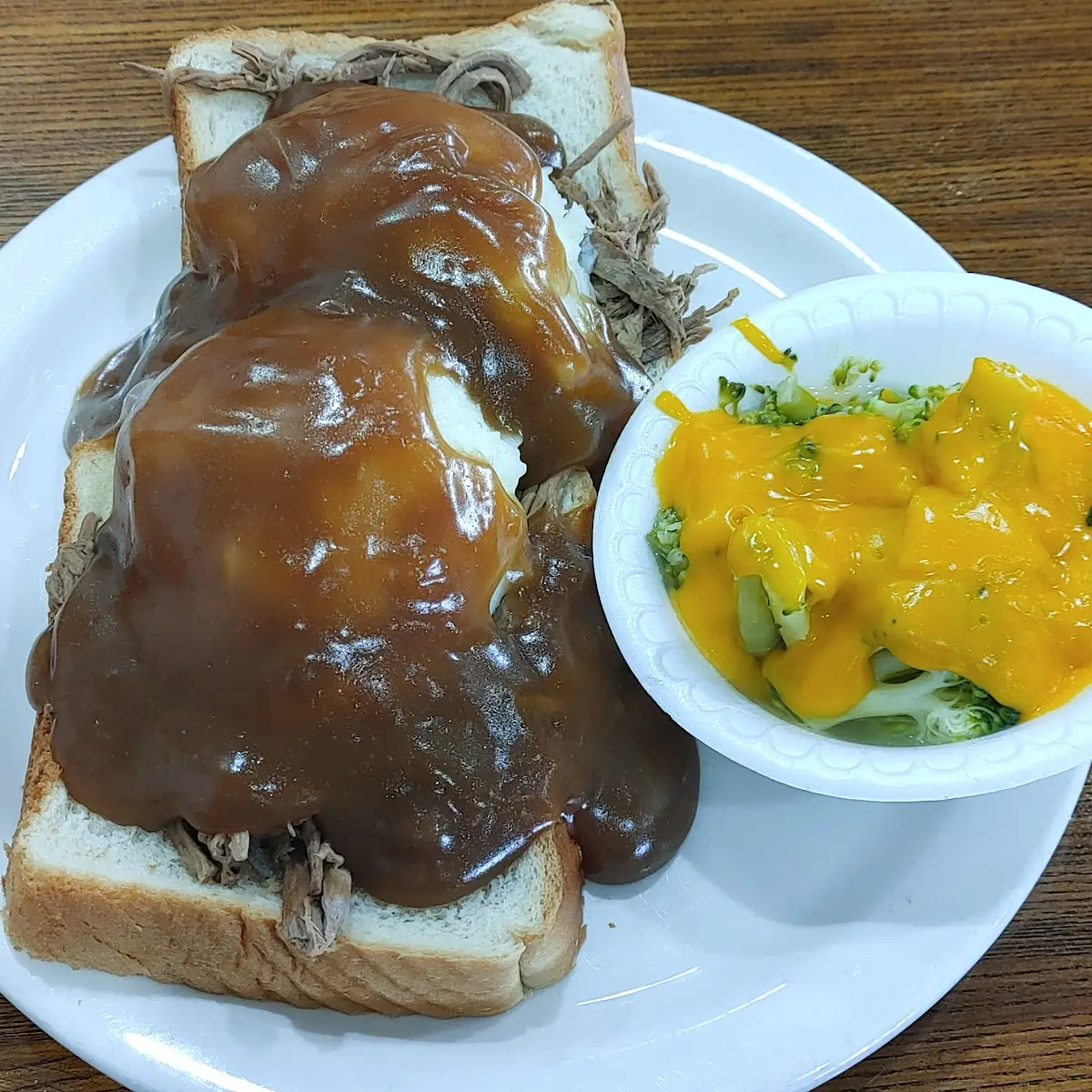 Hot Open Faced Roast Beef with Mashed Potatoes