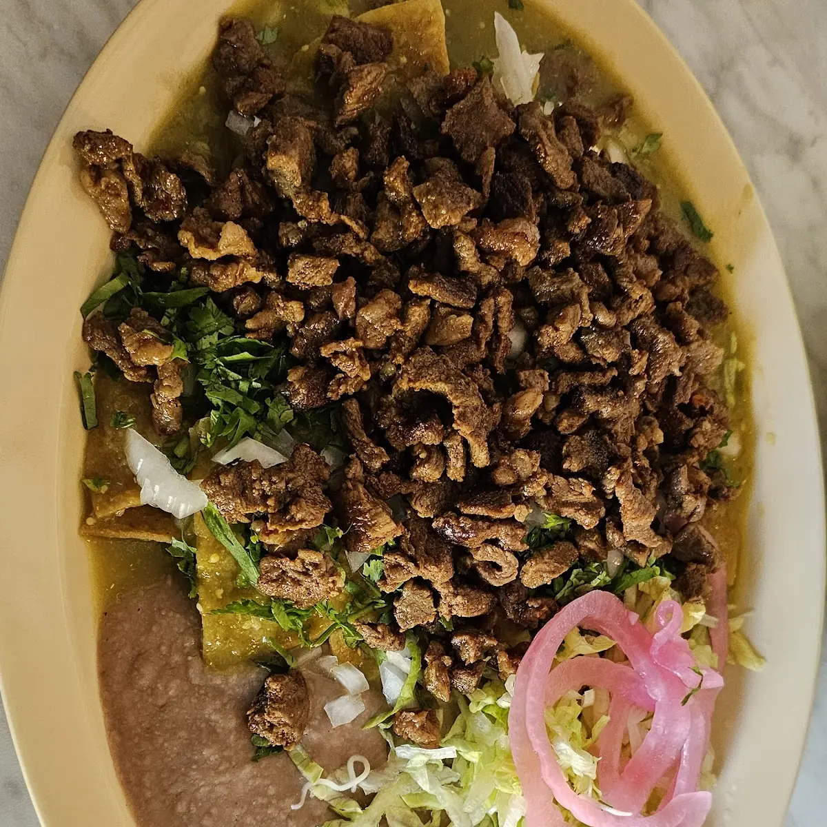 Stake Chilaquiles Verdes