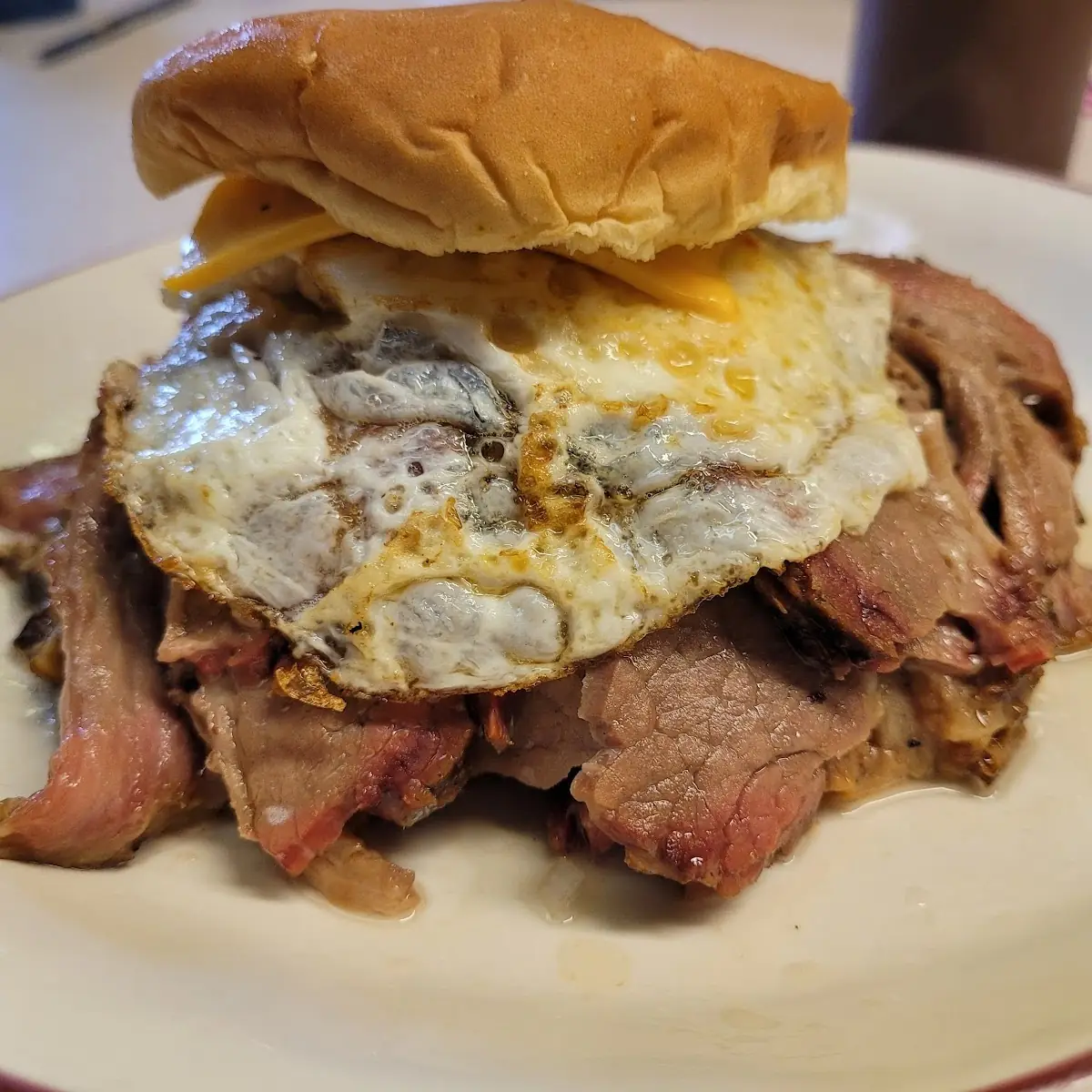 Brisket Egg and Cheese Sandwich
