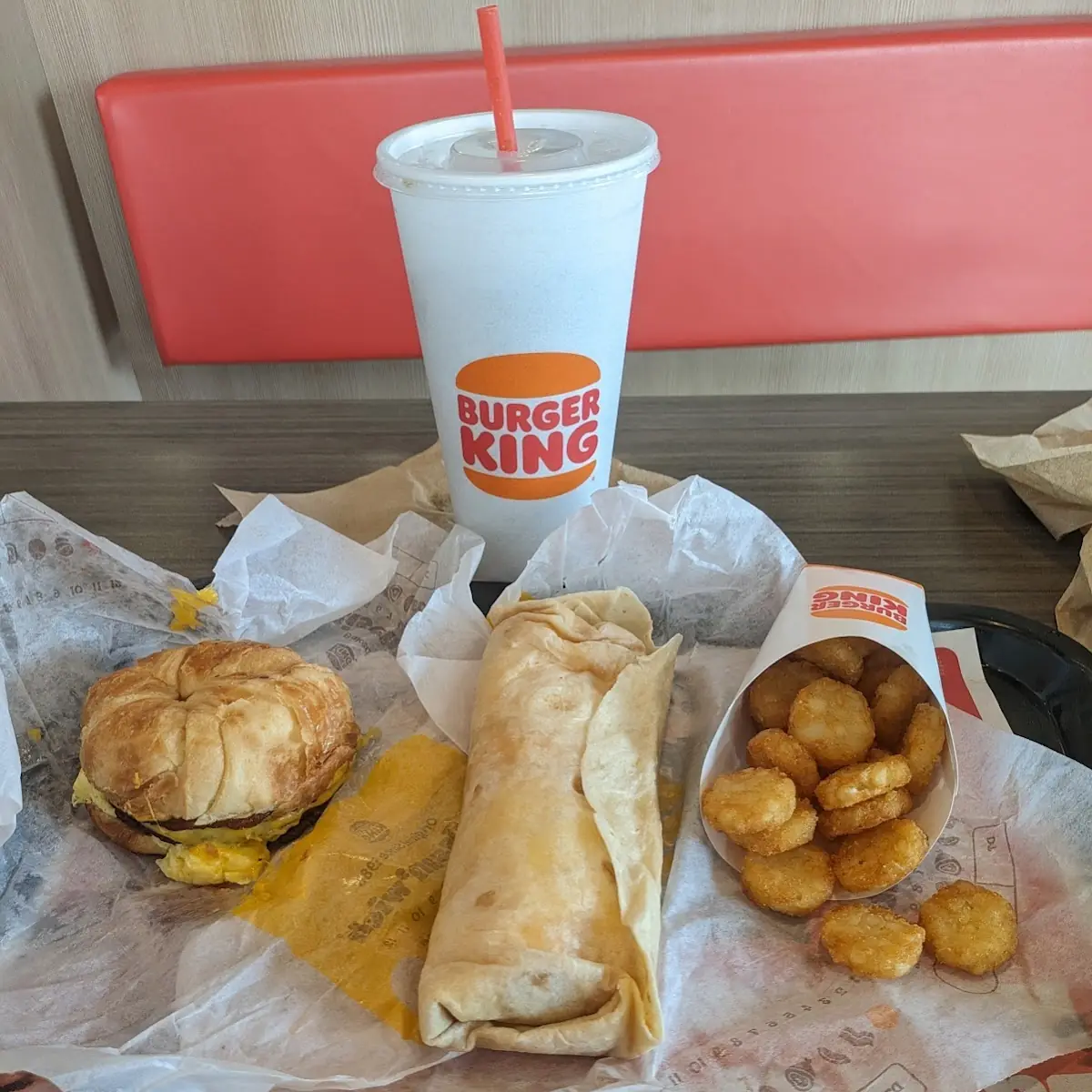 Breakfast Sandwich Burrito and Hash Browns