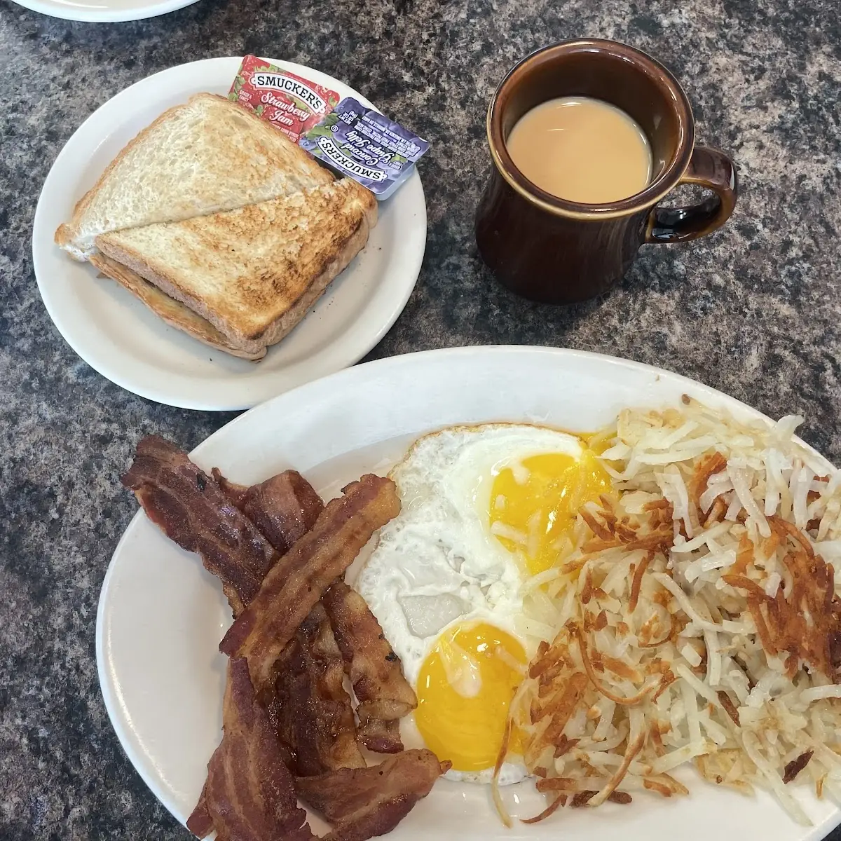 2 Eggs Hash Browns & Toast