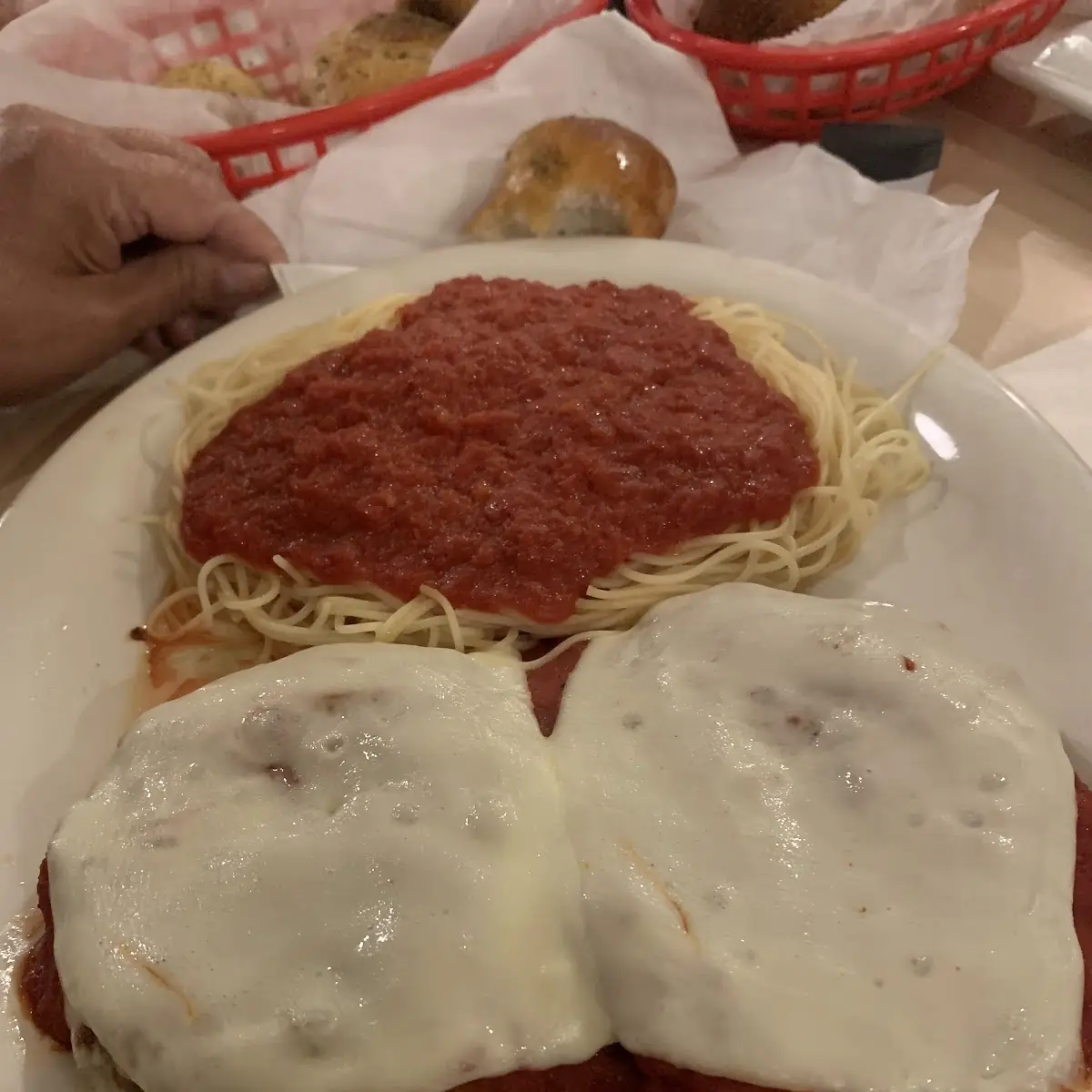 Chicken Parmesan and Spaghetti w Marinara