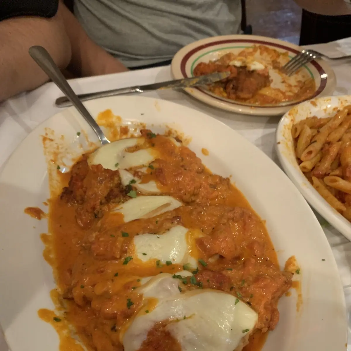 Chicken Parmigiana and Rigatoni Pasta