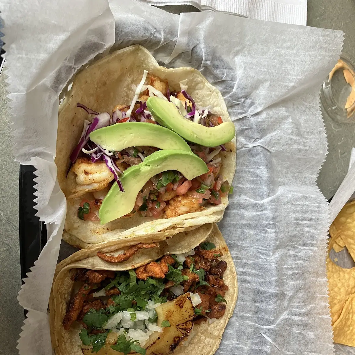 Shrimp and Al Pastor Tacos