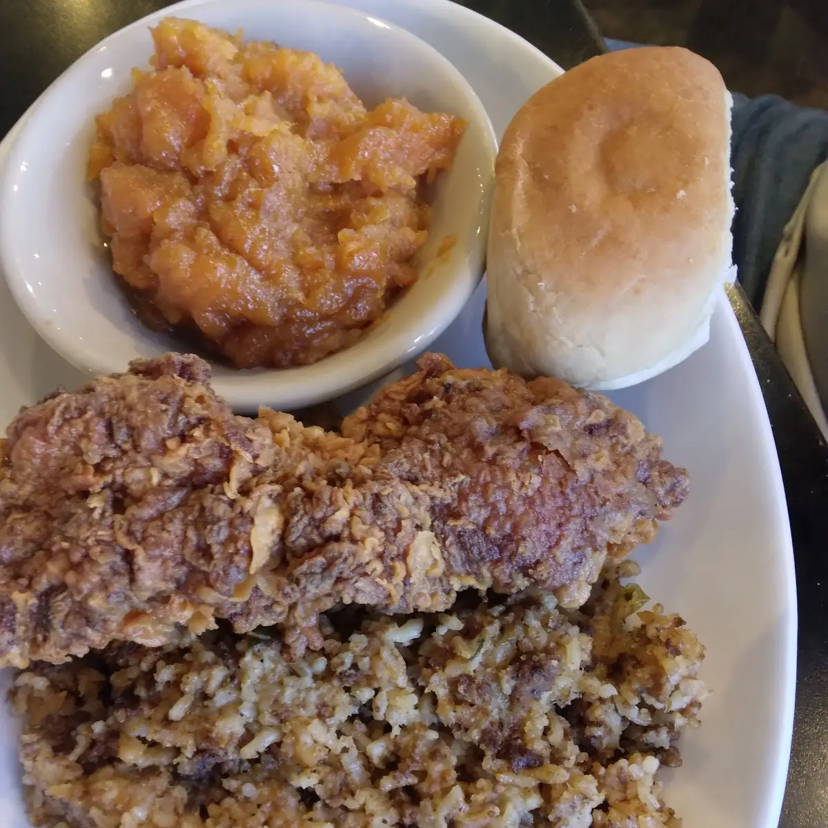 Fried Ribs Rice Pudding Yams Roll
