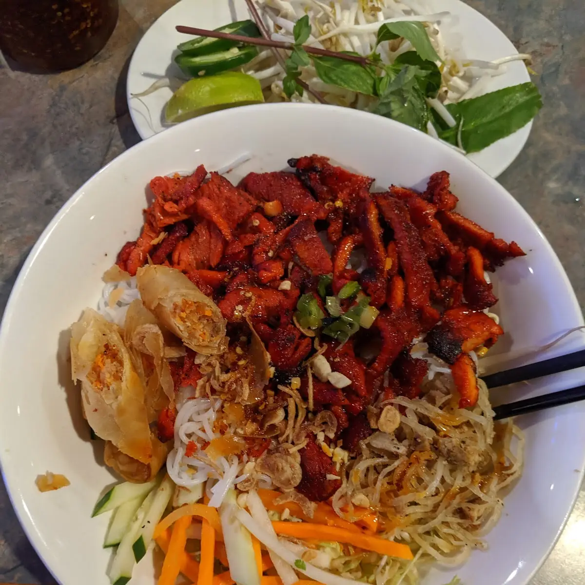Vermicelli Bowl with Egg Rolls
