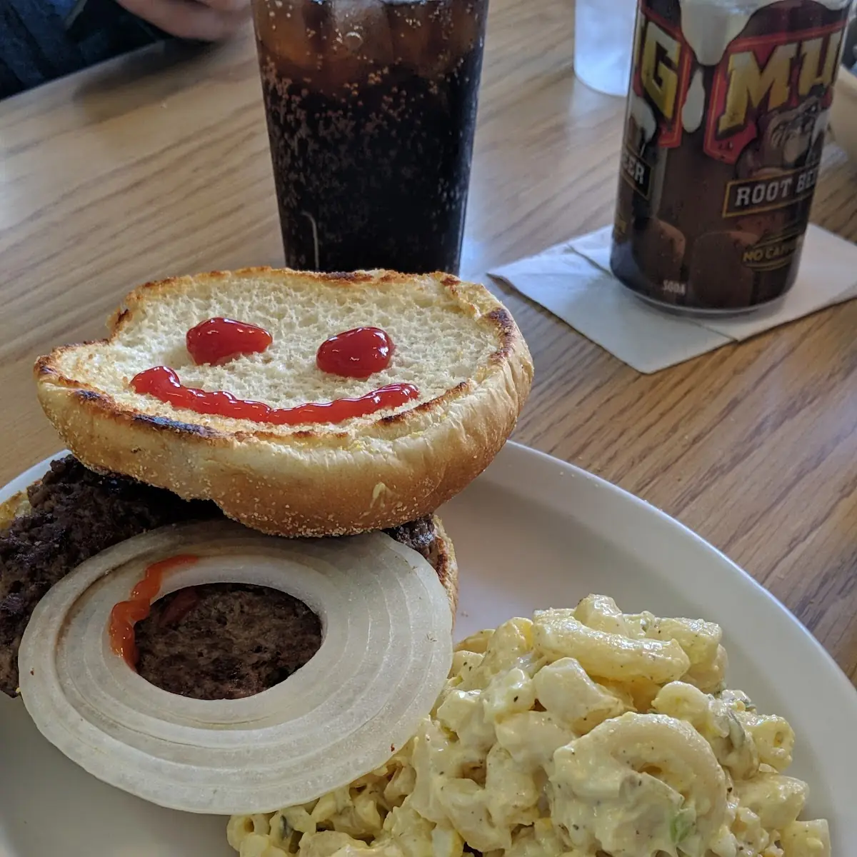 Happy Hamburger and Potato Salad