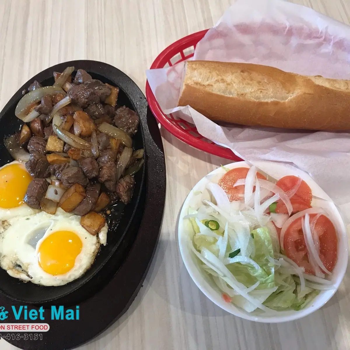 Viet Style Steak & Eggs with Sunny Side Up Egg