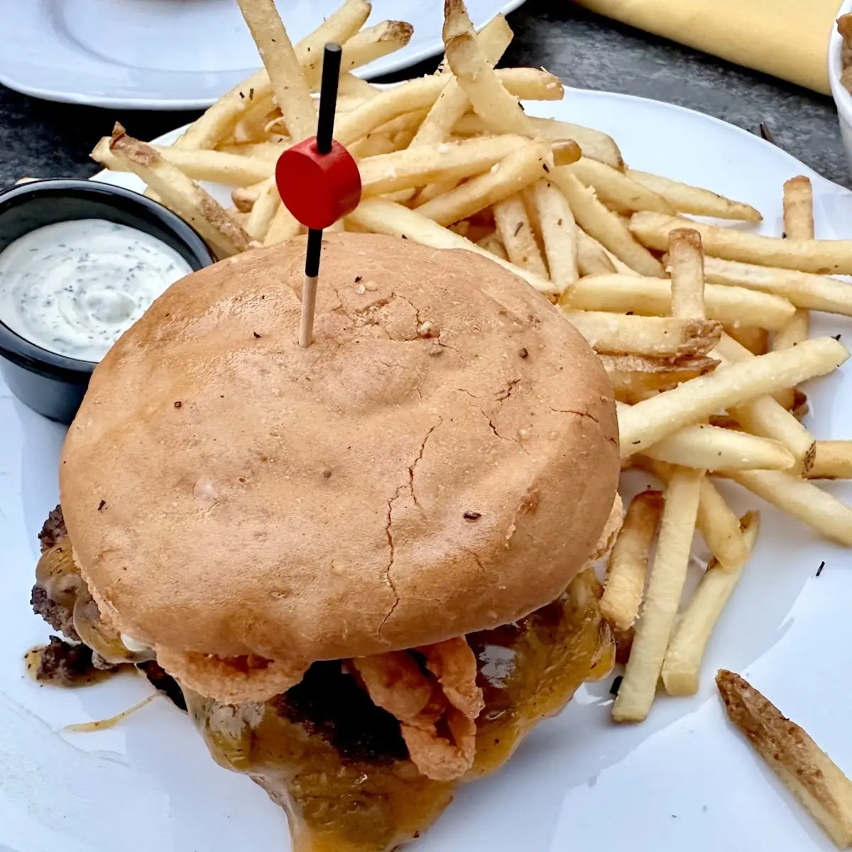 GF Bacon Jam Burger and Fries