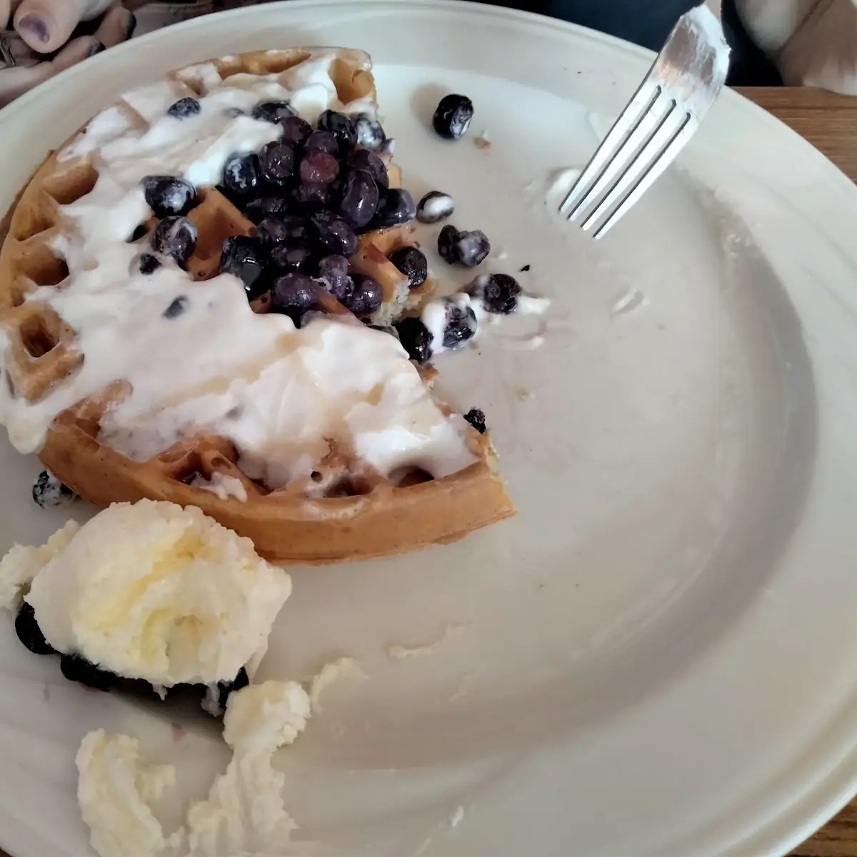 Blueberry and Cream Belgian Waffle