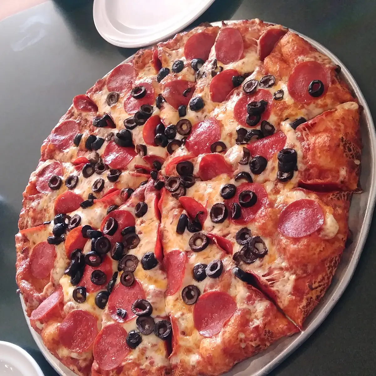 Medium Pepperoni and Black Olive Pizza