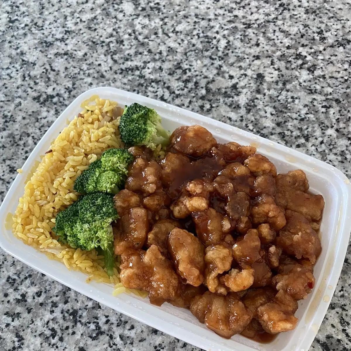 General TSO’S Chicken with Pork Fried Rice