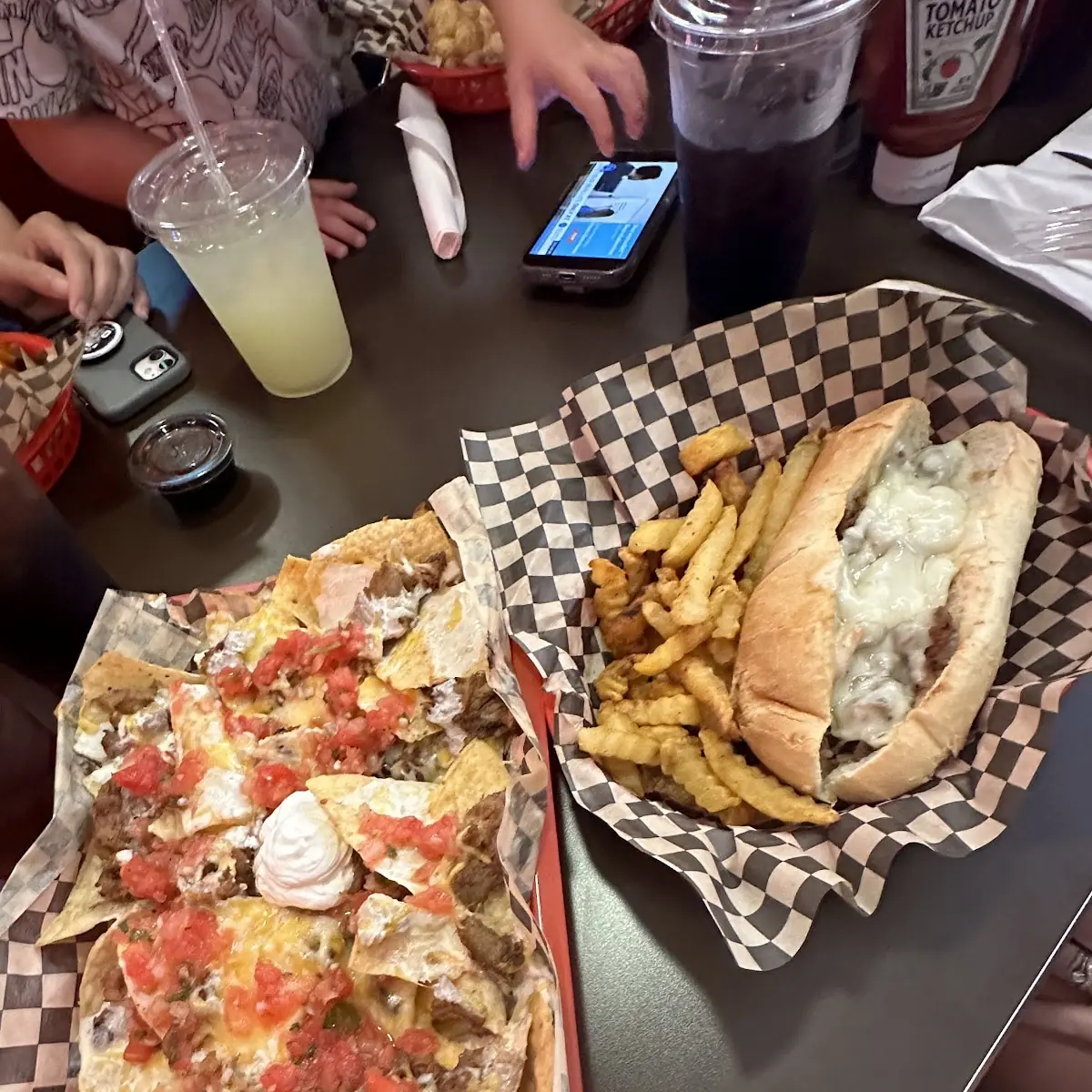 Loaded Nachos and Philly Cheese Steak