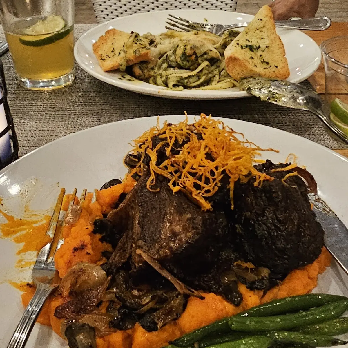 Beef Short Ribs and Seafood Pasta