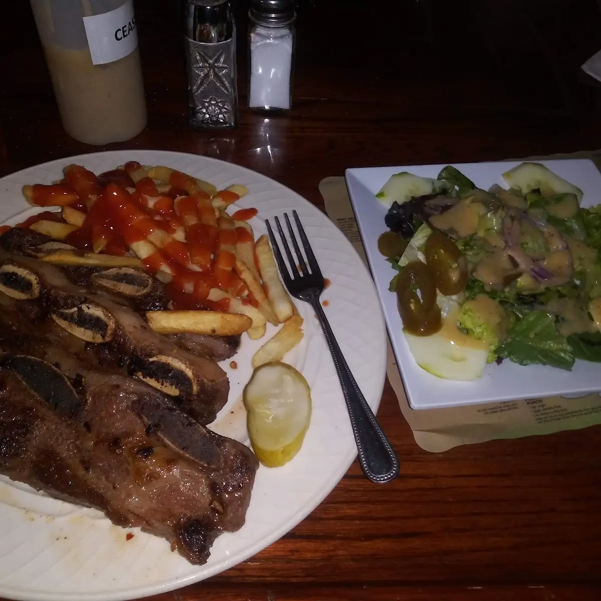 Beef Short Ribs Fries and Caesar Salad