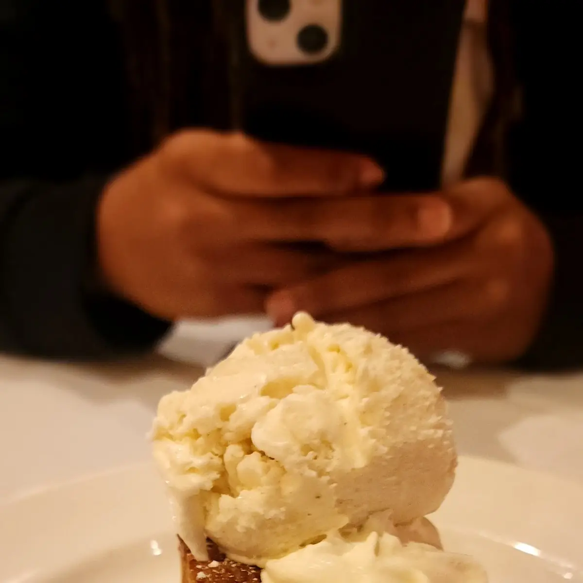 Banana Bread Pudding with Vanilla Ice Cream