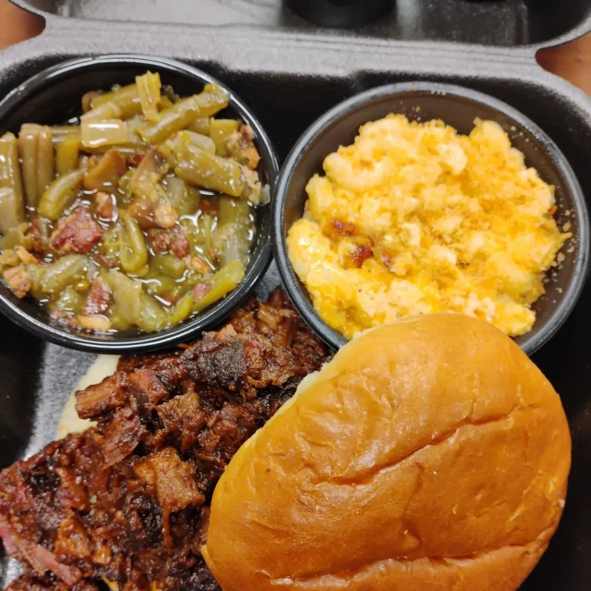 Brisket Sandwich Green Beans Mac & Cheese