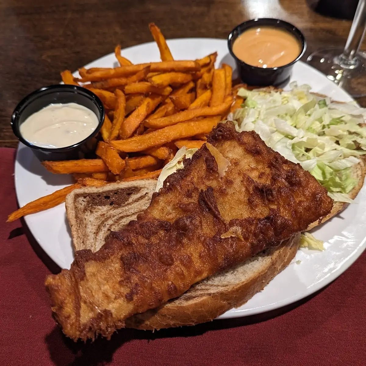 Cod Sandwich with Sweet Potato Fries