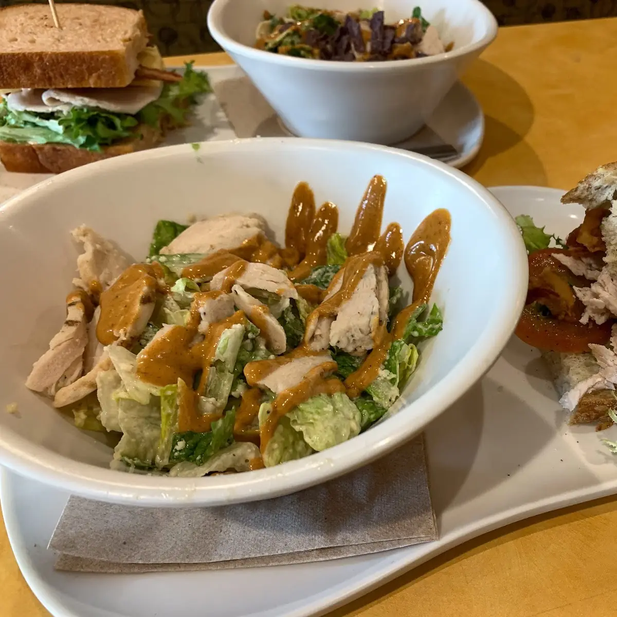 Half Southwest Caesar Salad with Chicken & Half Roasted Turkey Avocado blt