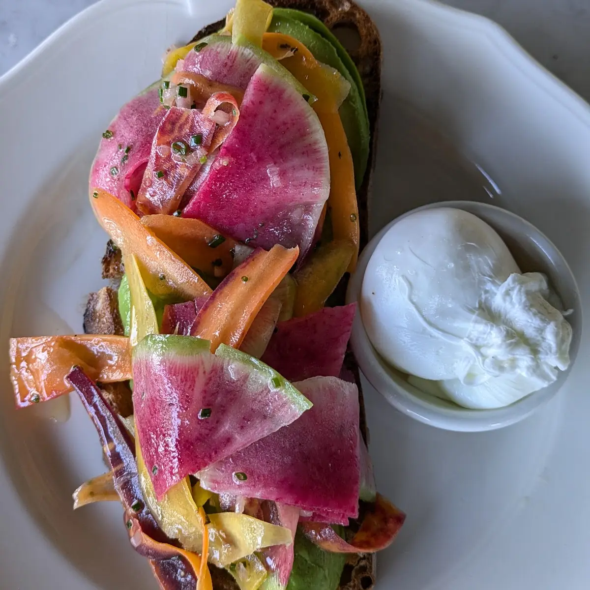 Avo Toast & Shaved Raw Vegetables
