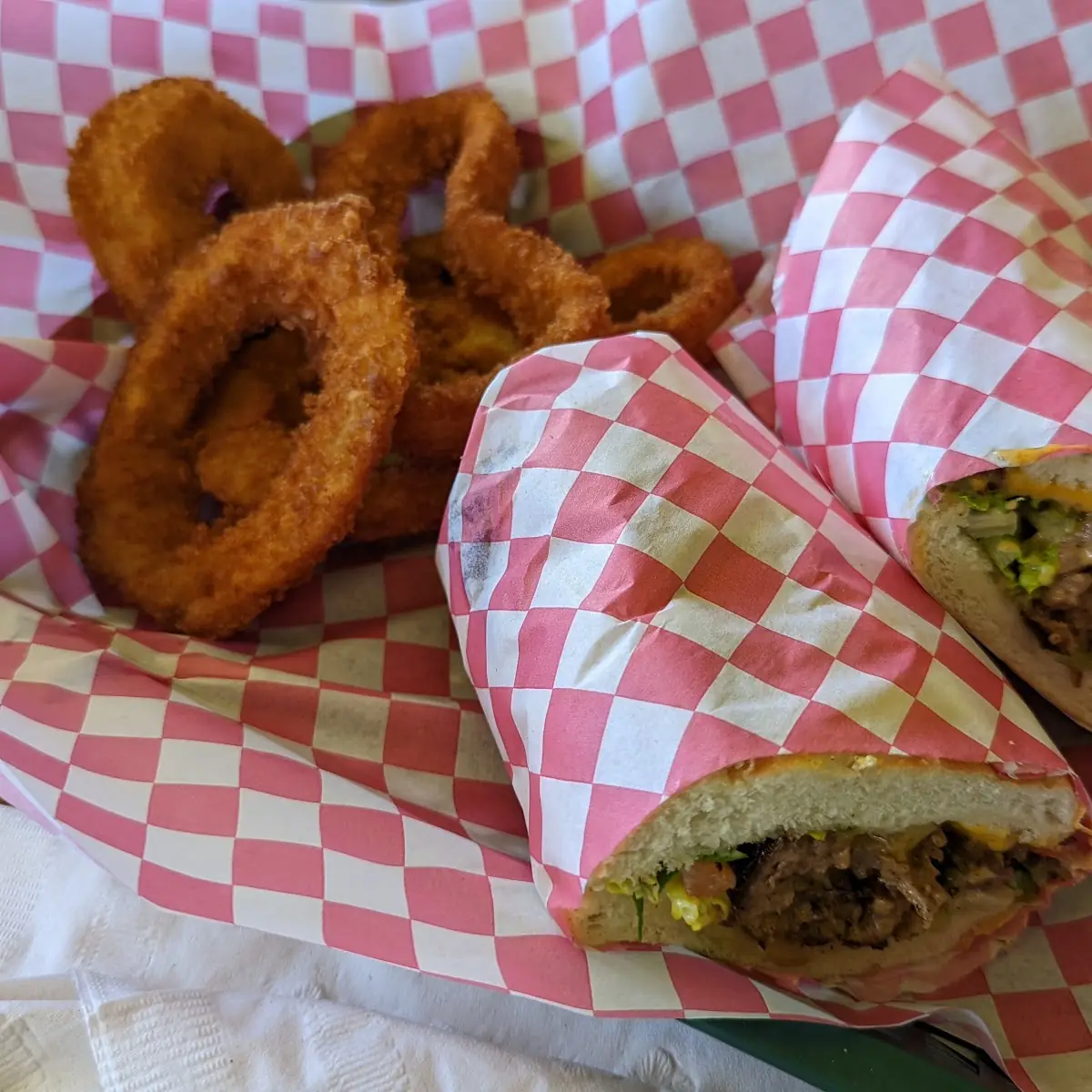 Chopped Cheese with Onion Rings