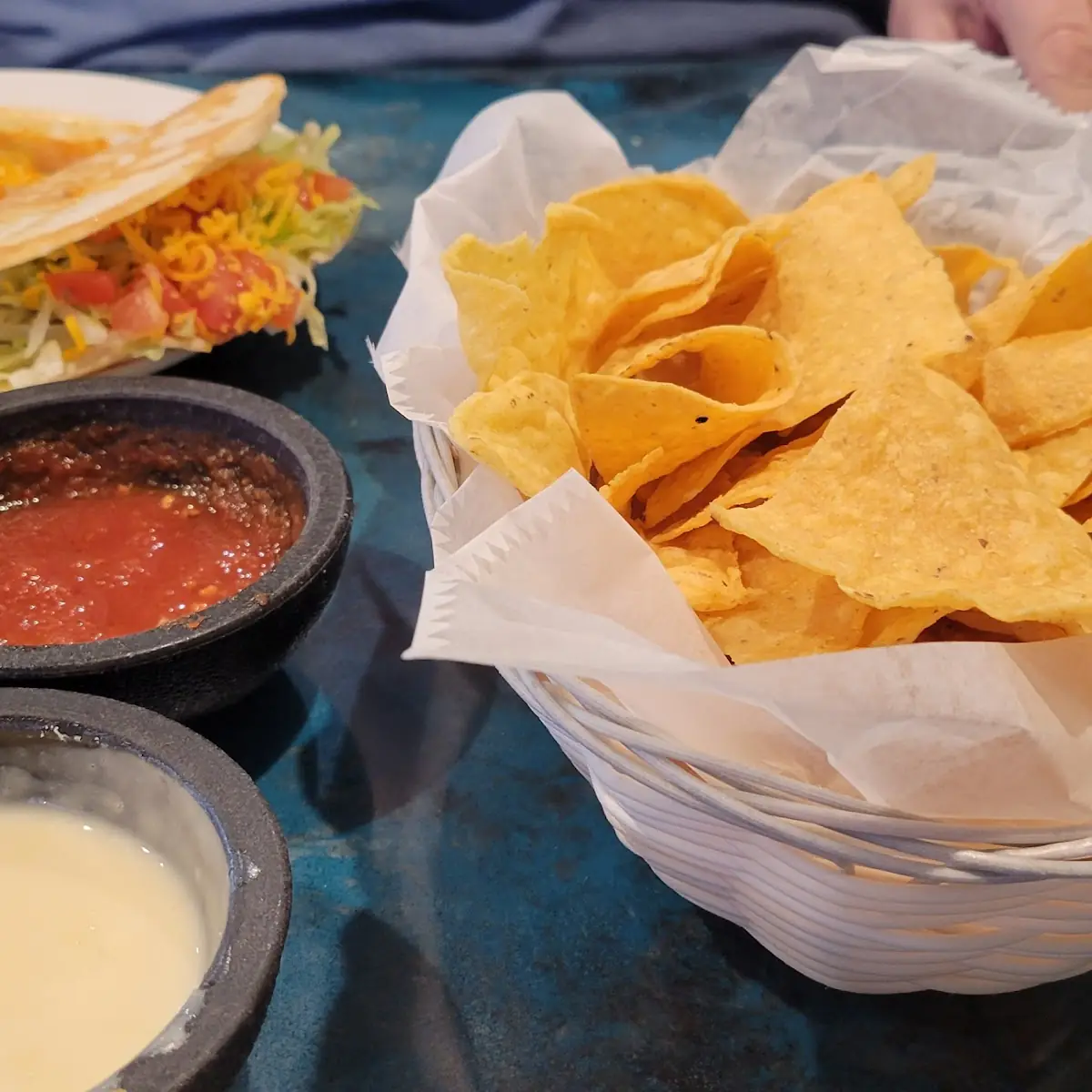 With the Chips Salsa and Cheese Plus Refried Beans and Rice