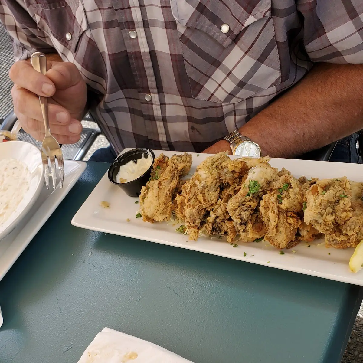 Three Pacific Pan Fried Oysters